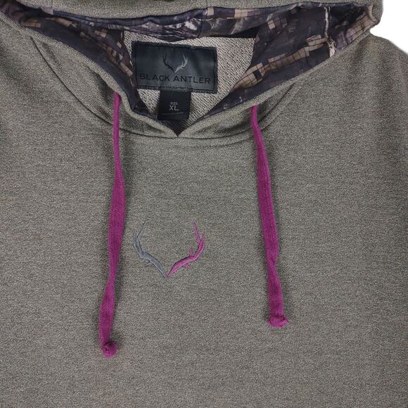 Black Antler Women's XL Pullover Hoodie Sweatshirt, Camo Hood Hunting, Pockets - Picture 5 of 6